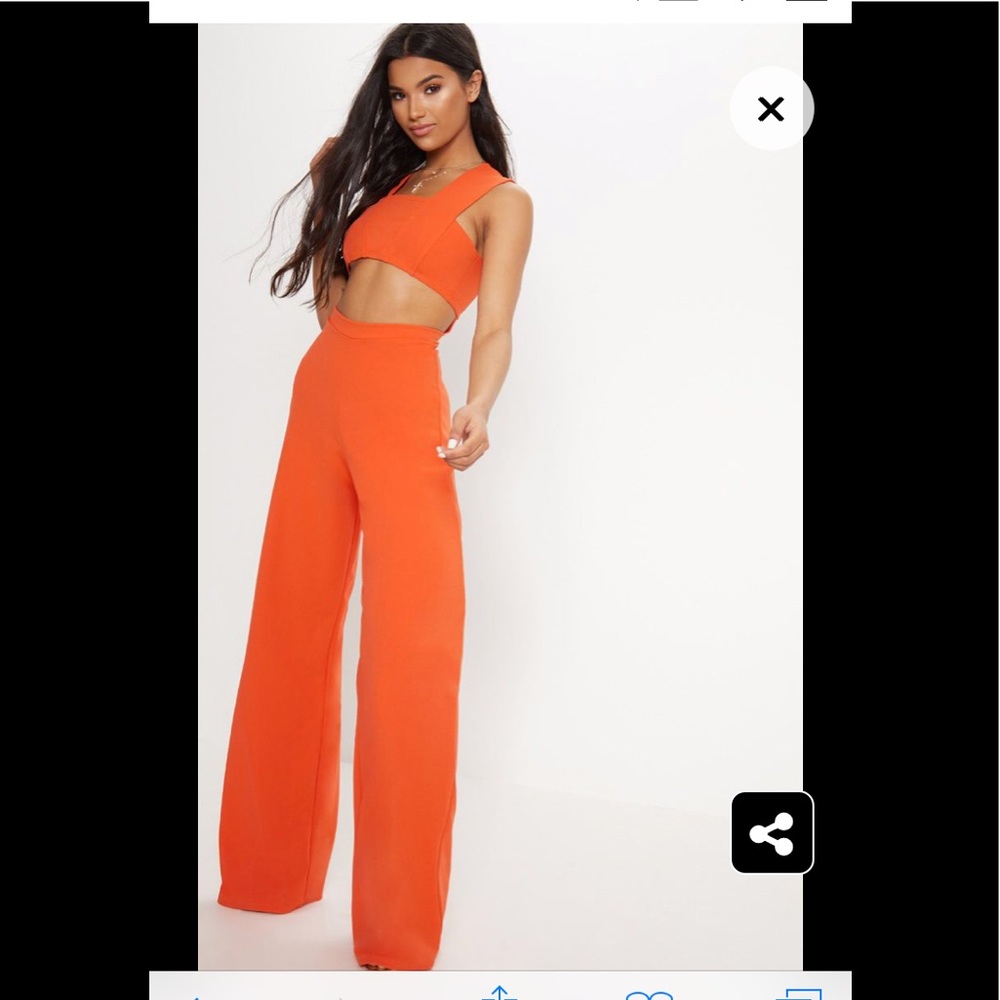 Orange Crepe Cutout Jumpsuit